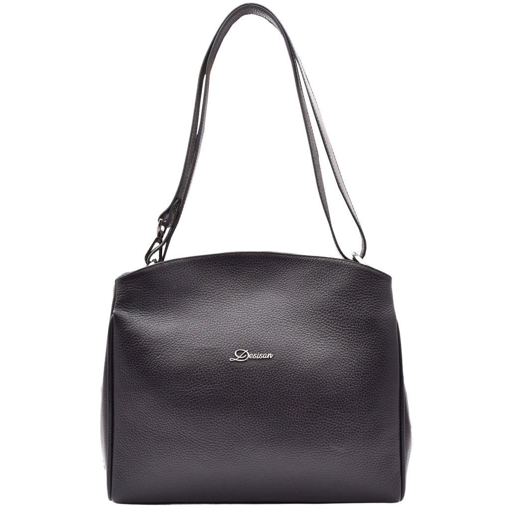 DR616 Women's Magnetic Snap Closure Leather Hobo Bag Black 1