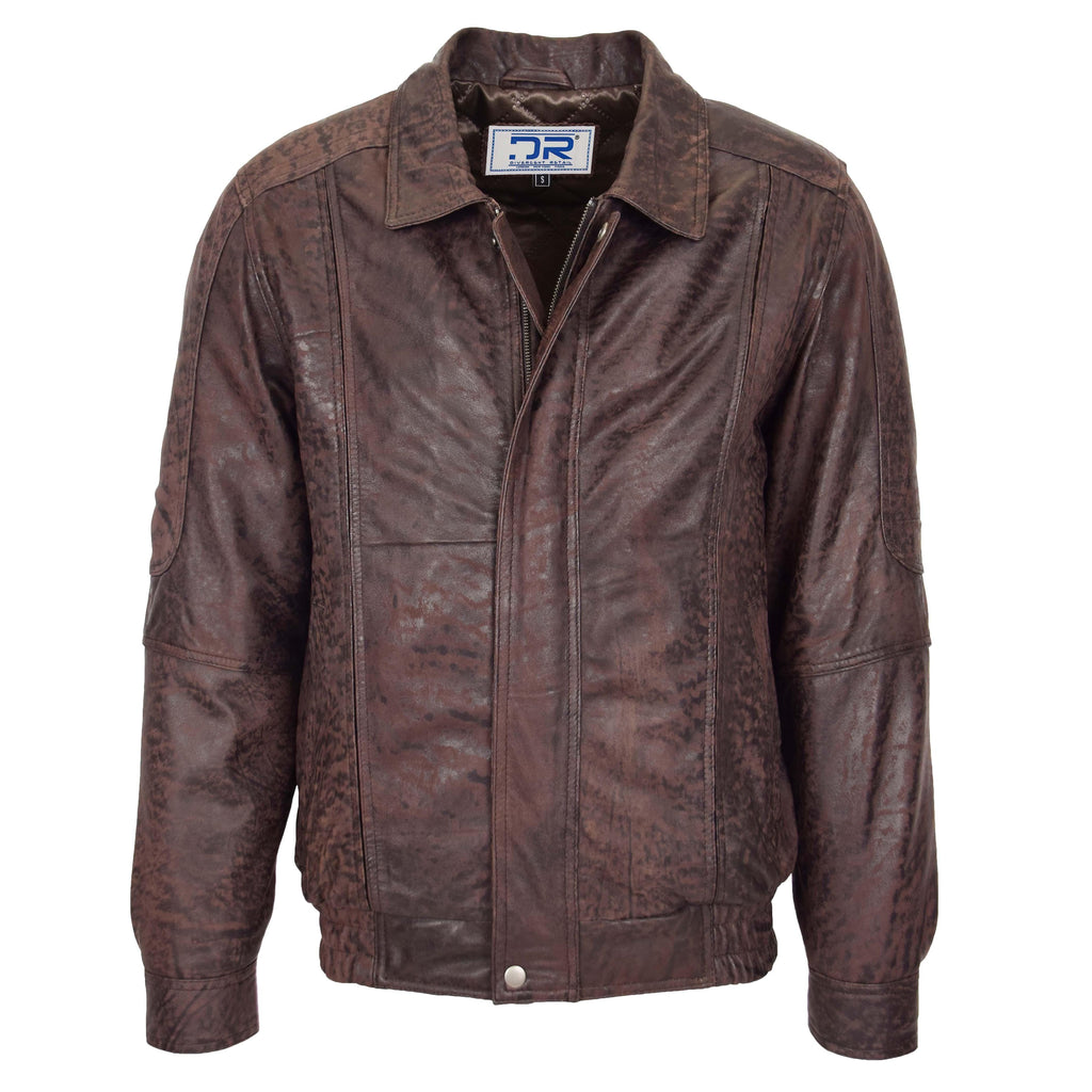 DR107 Men's Leather Classic Blouson Jacket Brown Nubuck 1