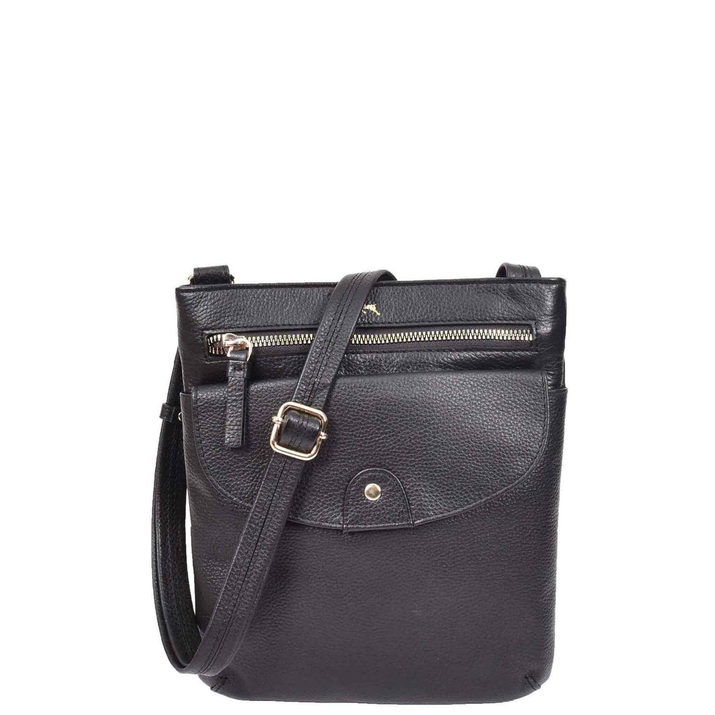 DR686 Ladies Leather Cross Body Sling Bag Black 9