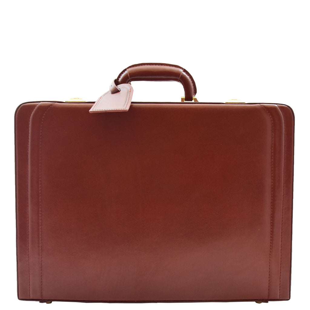 DR608 Classic Leather Lockable Briefcase Cognac 1