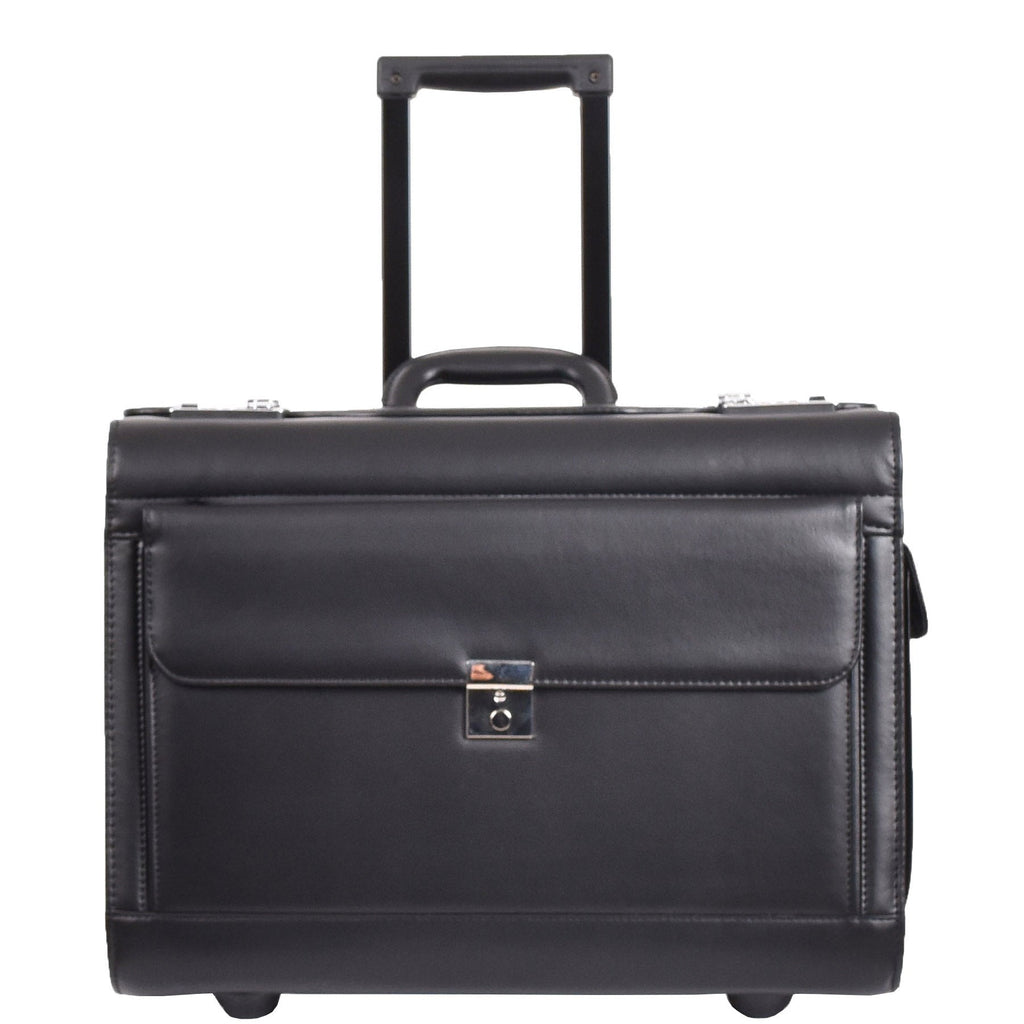 DR688 Leather Cabin Size Travel  Flight Carry Bag Black 4