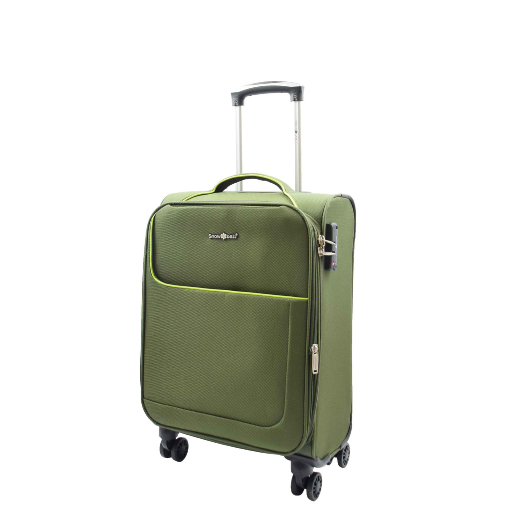 DR521 Lightweight 4 Wheel Soft Hand Luggage Cabin Size Suitcase Green 1