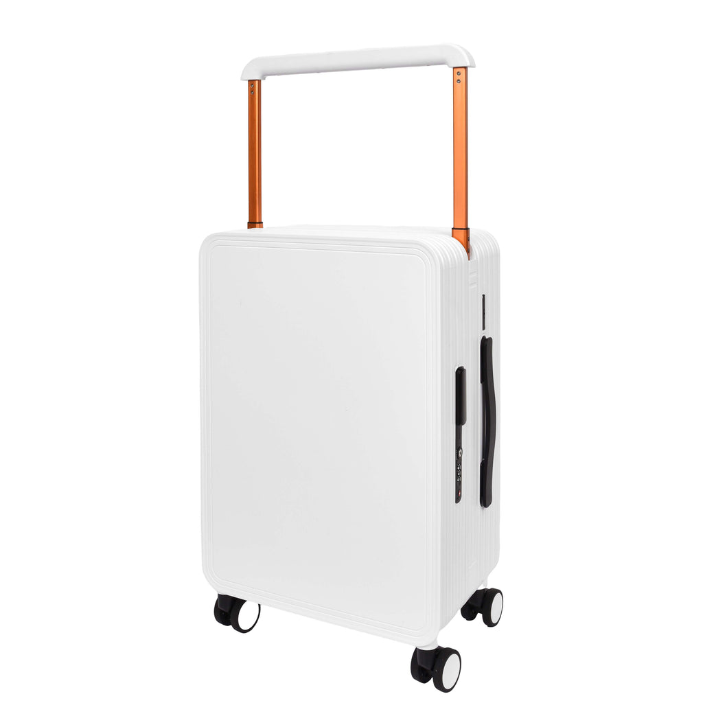 DR698 Cabin Size USB Port Suitcase Four Wheels Hard Shell Smart Luggage White-1