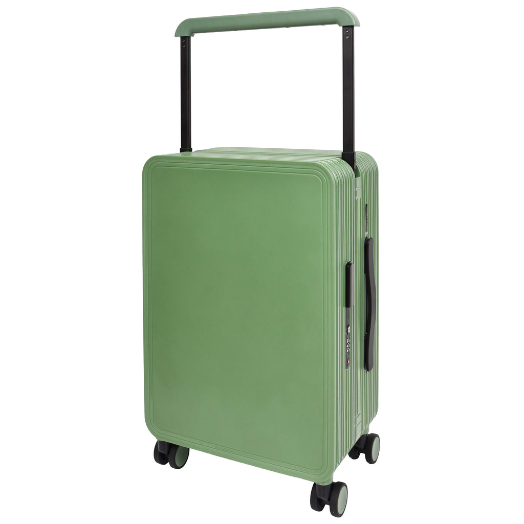 DR698 Cabin Size USB Port Suitcase Four Wheels Hard Shell Smart Luggage Green-1