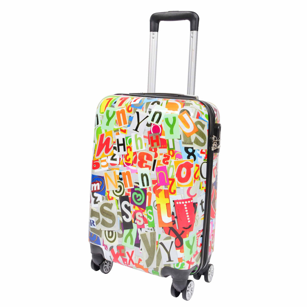 DR551 Four Wheeled Hard Cabin Luggage With Classical Alphabets Print 1