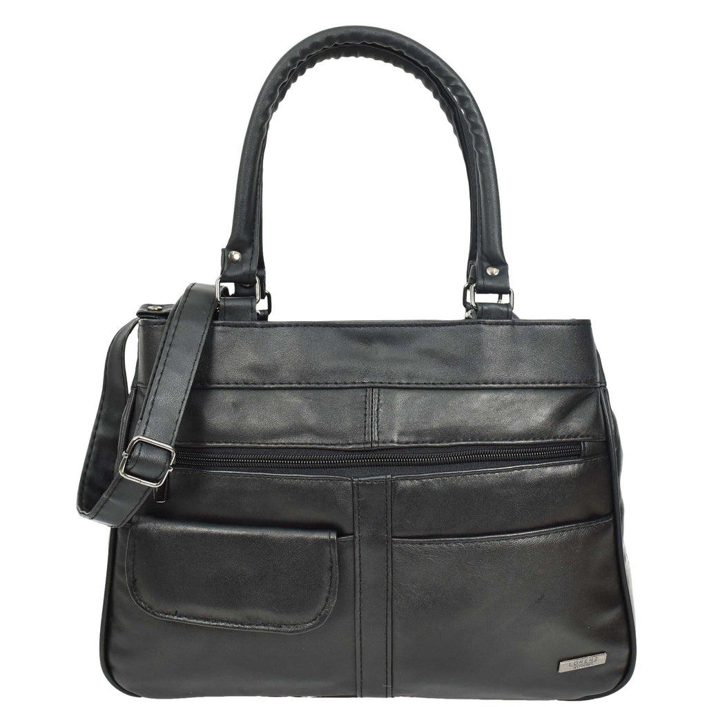 DR667 Women's Soft Genuine Leather Large Shoulder Bag Black 1
