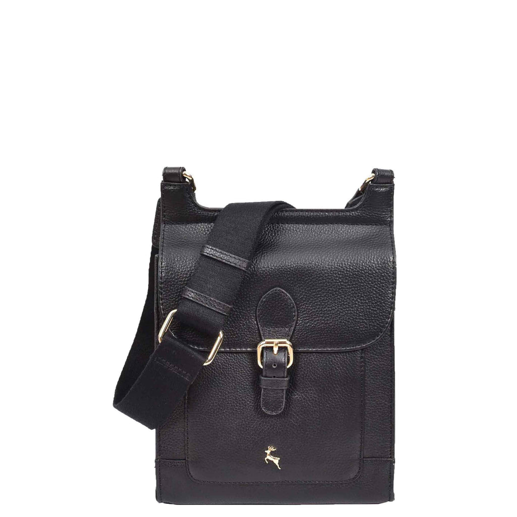DR685 Ladies Real Leather Travel Messenger Bag Black 1