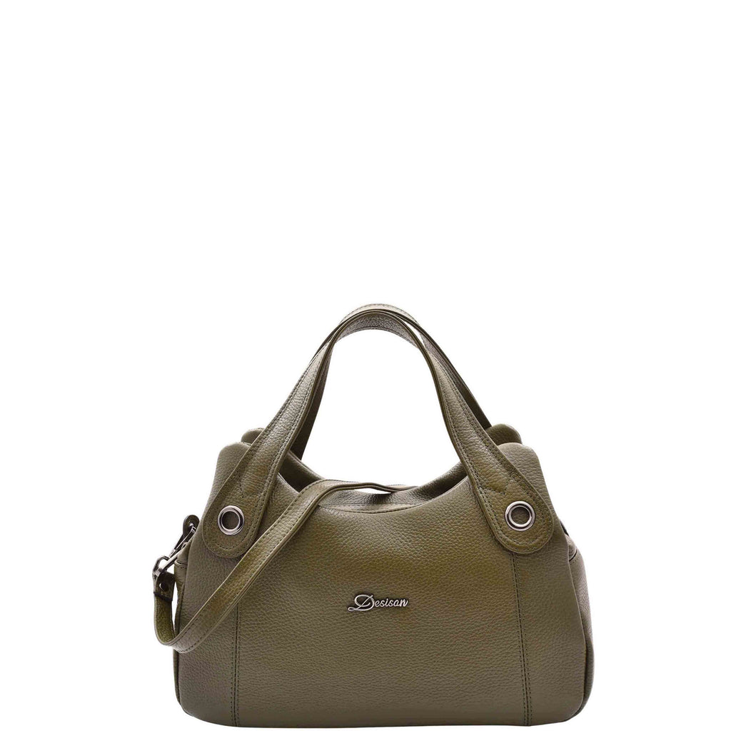 DR587 Women's Small Handbag Textured Leather Shoulder Bag Olive 1