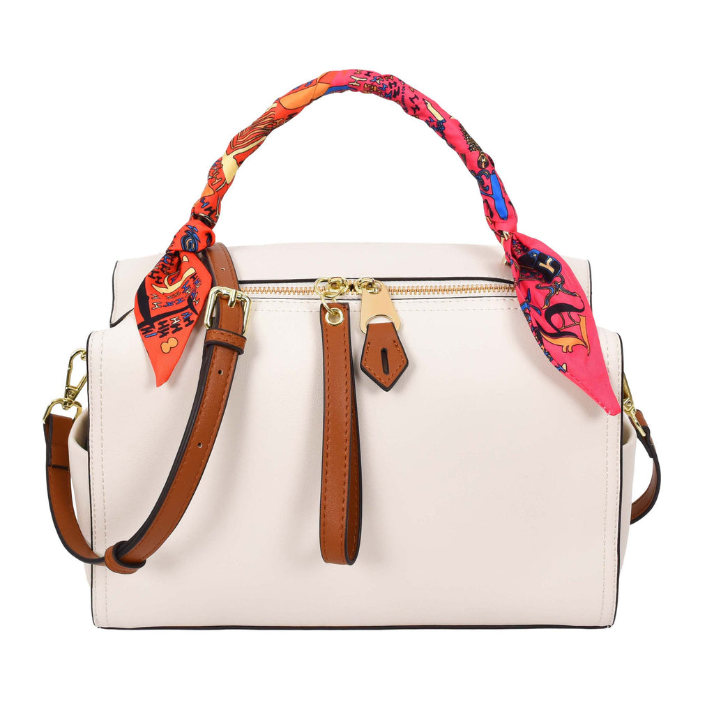 Aaliyah Women's  Faux Leather Barrel-Shaped Shoulder Handbag White-1