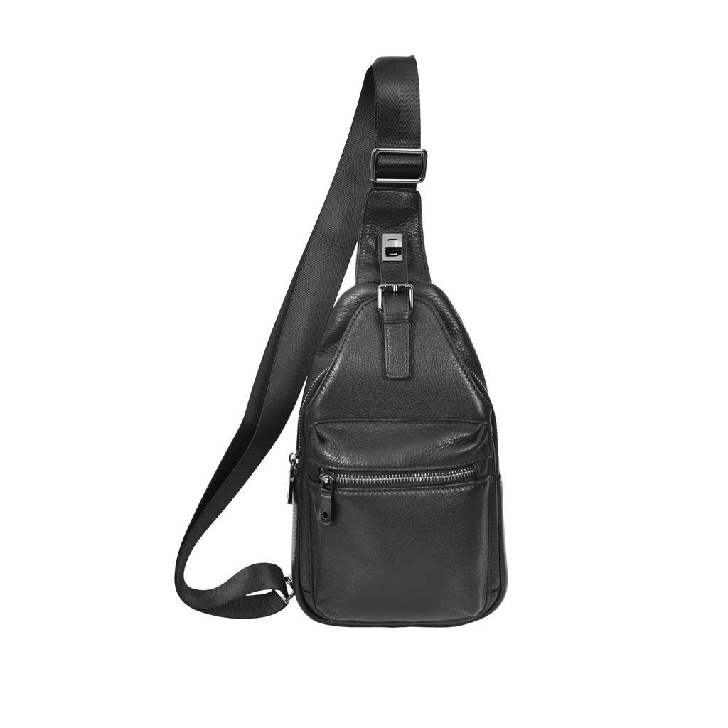 Nomadpack Genuine Leather Cross-Body Travel Chest Bag Black-1