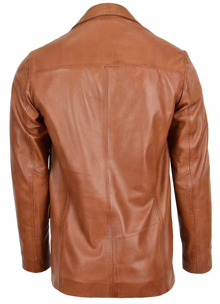DR111 Real Lambskin Leather Men's Blazer Coat Tan 4