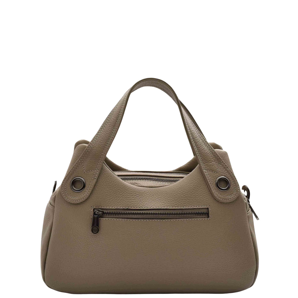 DR587 Women's Small Handbag Textured Leather Shoulder Bag Taupe 2