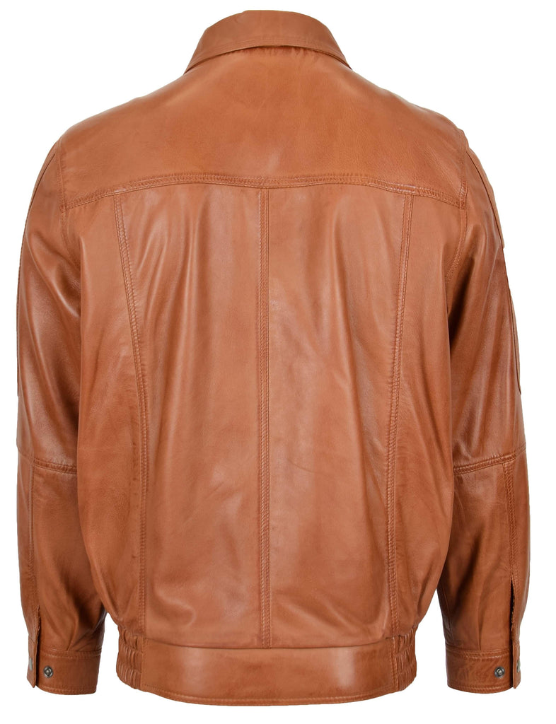 DR107 Men's Leather Classic Blouson Jacket Tan 5
