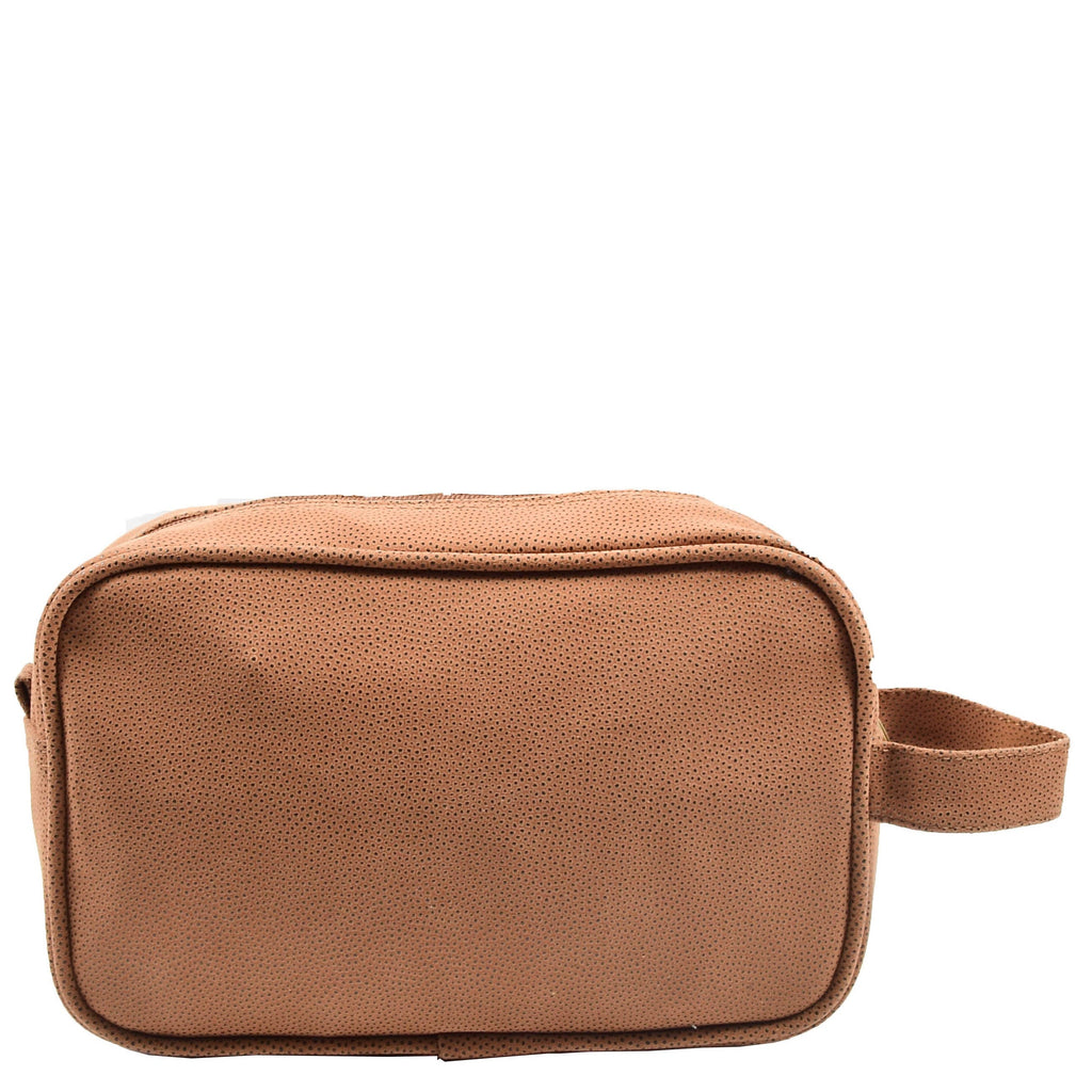 DR625 Toiletry Wash Faux Leather Wrist Bag Camel 2