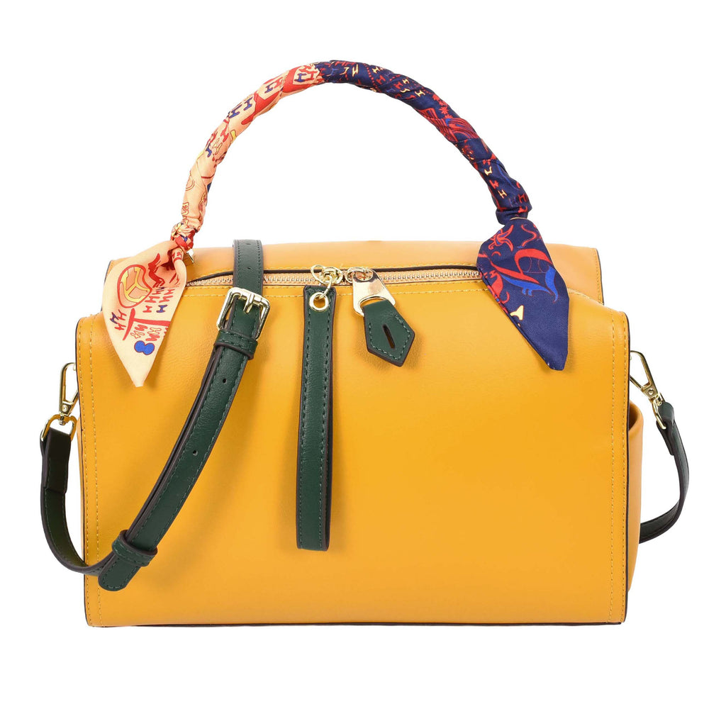 Aaliyah Women's  Faux Leather Barrel-Shaped Shoulder Handbag Yellow-1