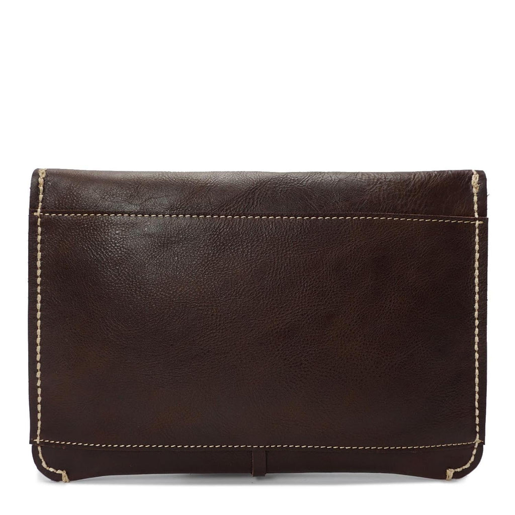 DR605 Real Leather Small Pouch A5 Size Clutch Bag Brown 2