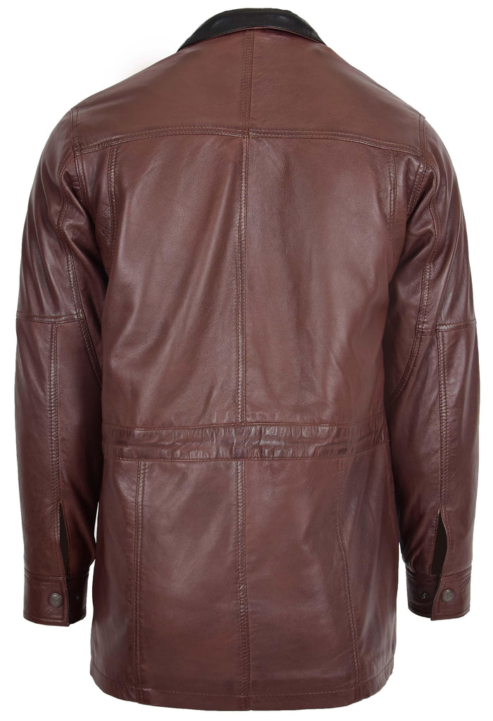 DR114 Men's Classic Leather Coat Brown 4