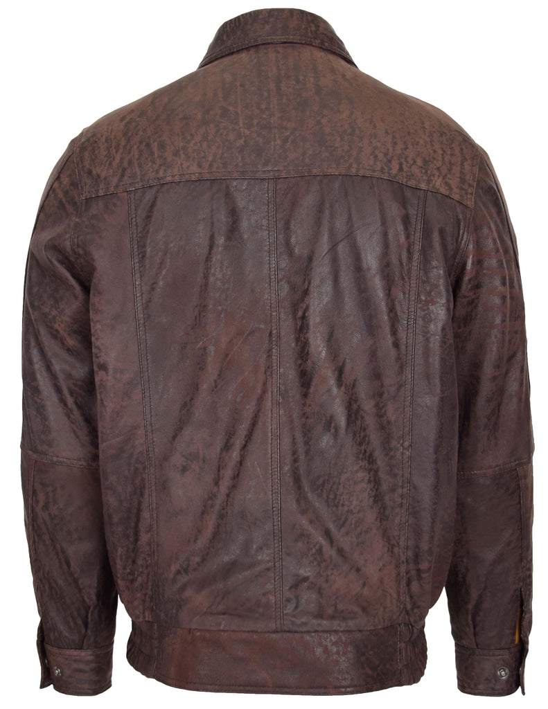 DR107 Men's Leather Classic Blouson Jacket Brown Nubuck 5