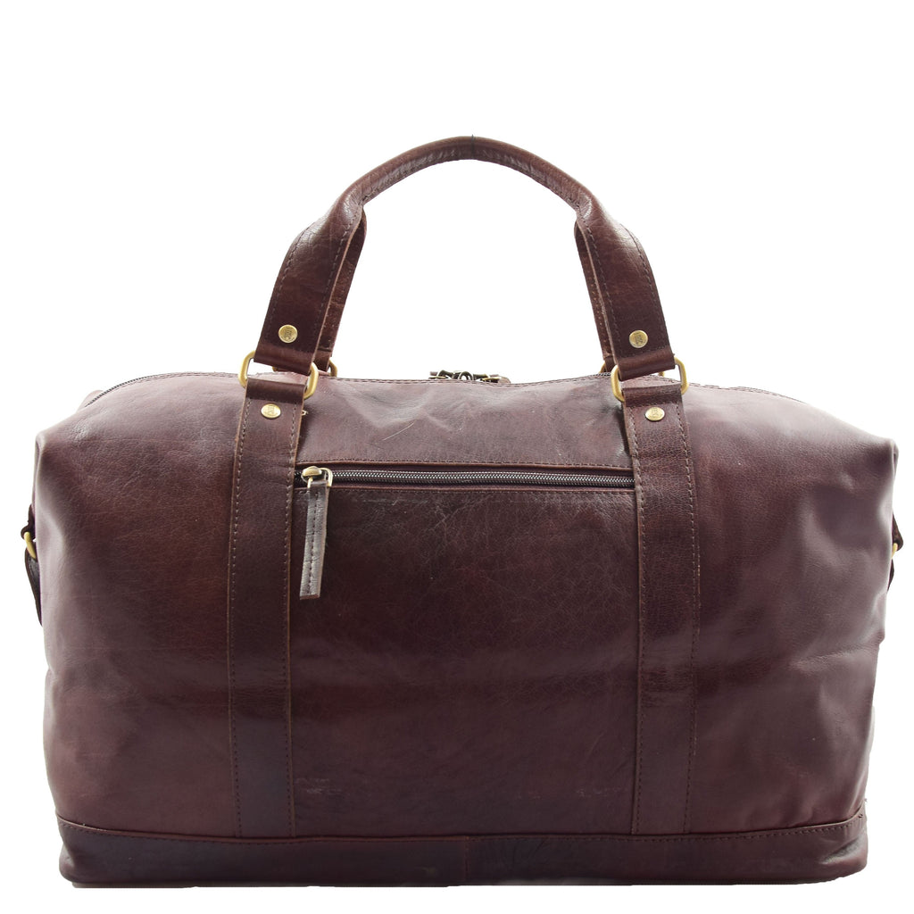 DR606 Genuine Leather Large Size Weekend Duffle Bag Brown 2