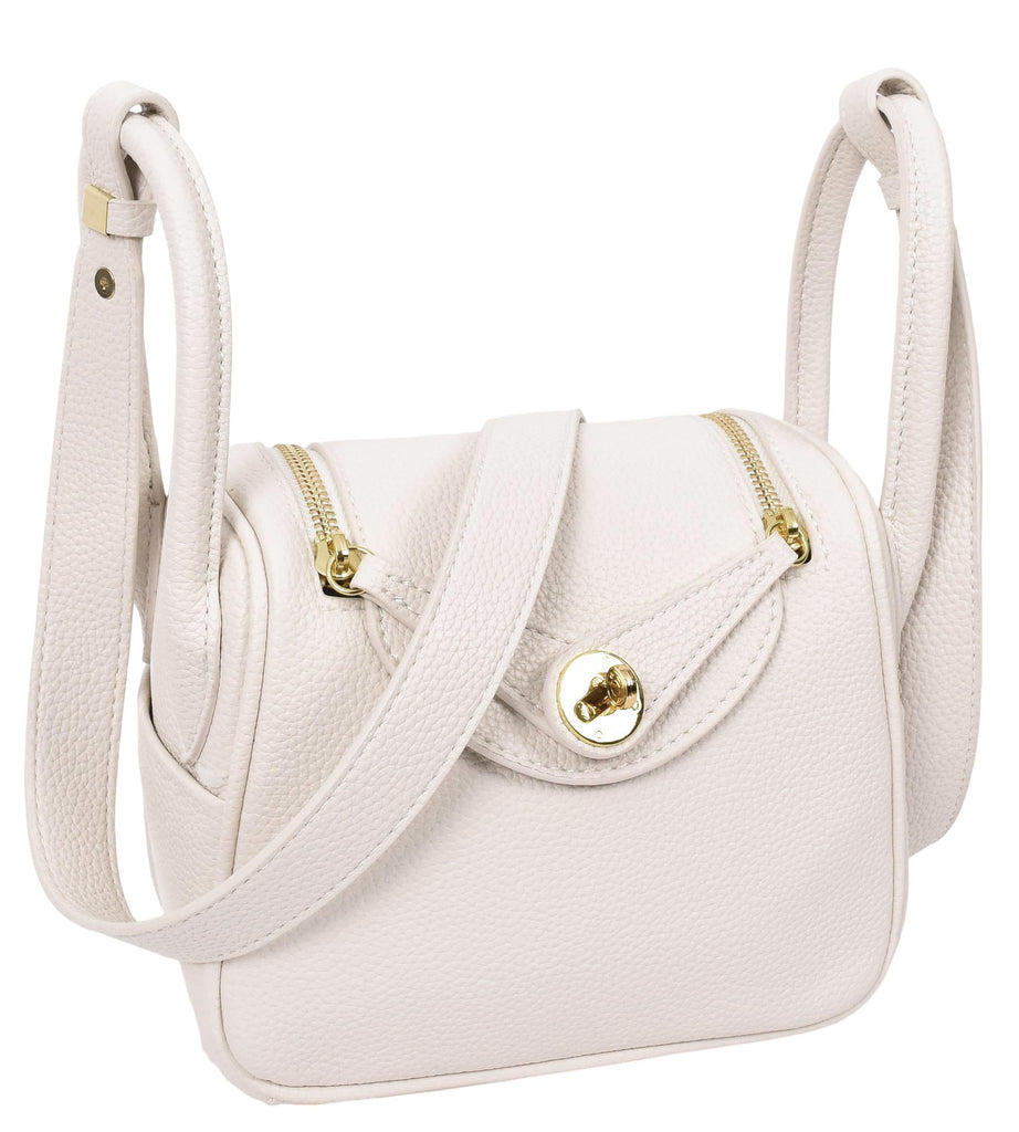 Regina Women's Faux Leather Mini Shoulder Strap Bag White-2