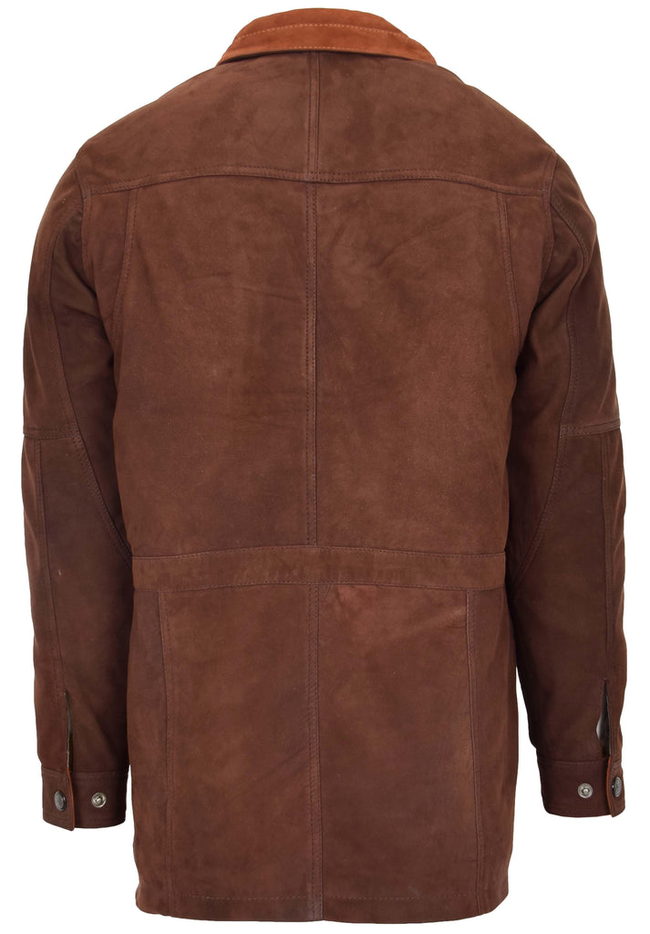 DR115 Men's Classic Nubuck Leather Coat Brown 5
