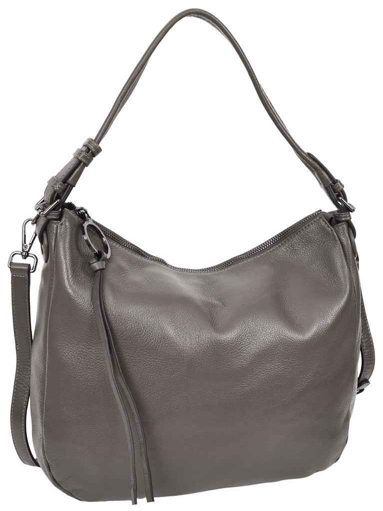 Ottawa Women's Genuine Leather Hobo Style Shoulder Handbag Grey-2