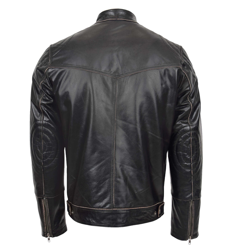 DR561 Men's Vintage Biker Leather Jacket Dark Brown 2