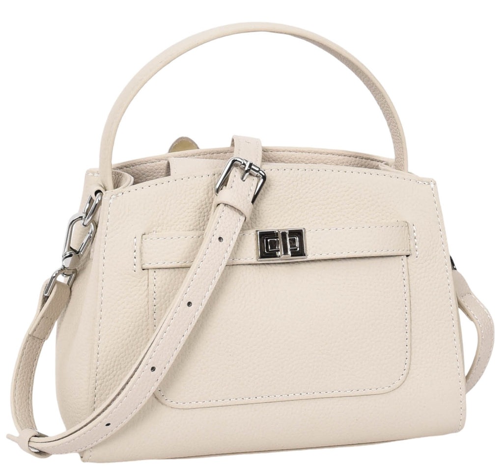 Halifax Women Small Leather Top Handle Shoulder Handbag  Off white-2