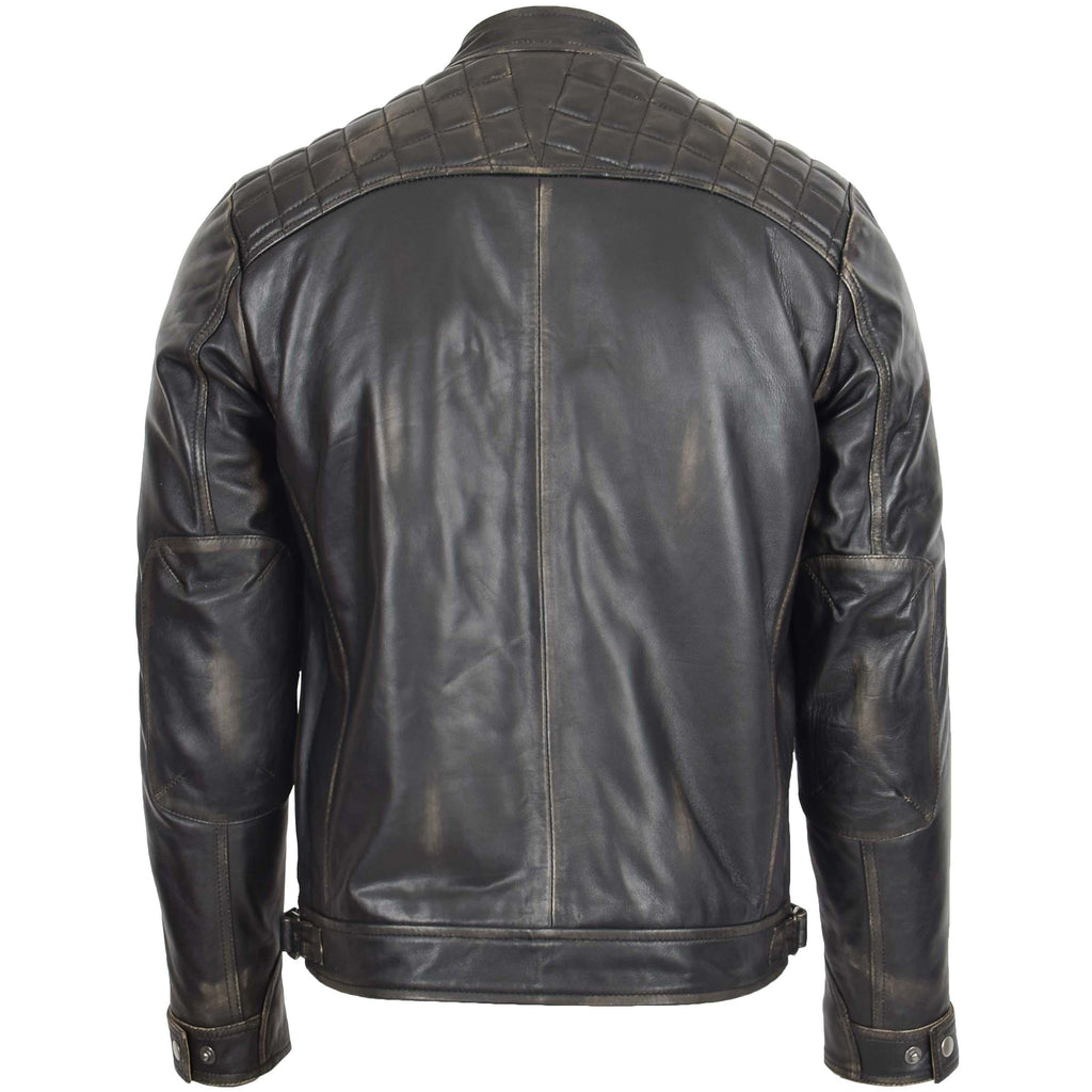 DR117 Men's Biker Leather Jacket Rub off 4