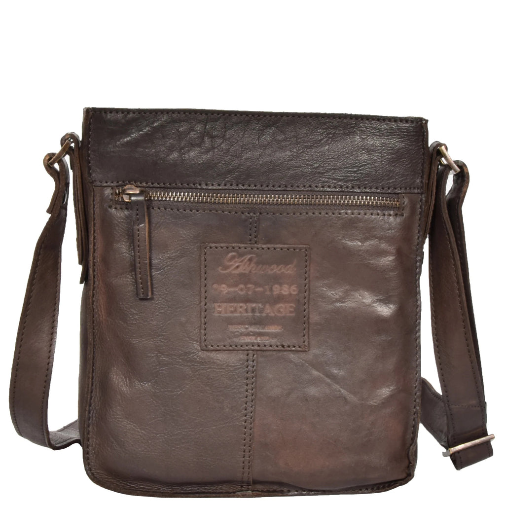DR275 Mens Real Leather Vintage Body Bag Classic Brown 2