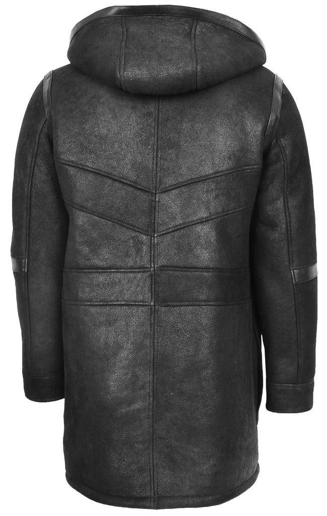 DR119 Men's Sheepskin Duffle Coat Black 6