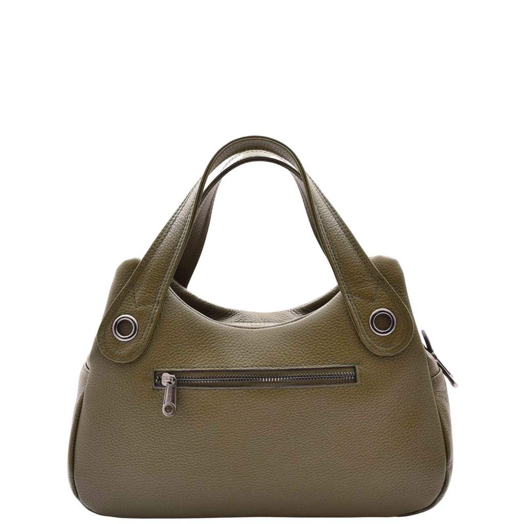 DR587 Women's Small Handbag Textured Leather Shoulder Bag Olive 2