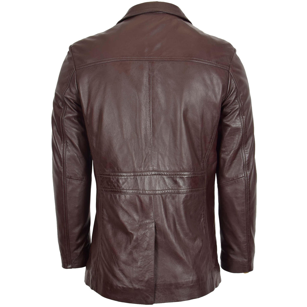 DR112 Men's Leather Classic Reefer Jacket Brown 3