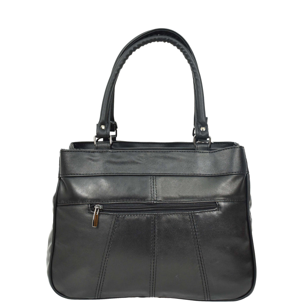 DR667 Women's Soft Genuine Leather Large Shoulder Bag Black 2