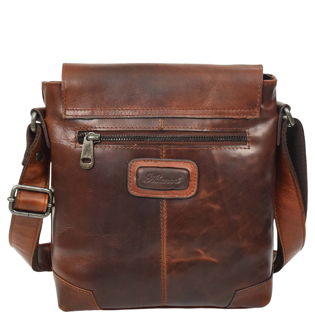 DR655 Men's Genuine Leather Cross Body Flight Bag Brown 2