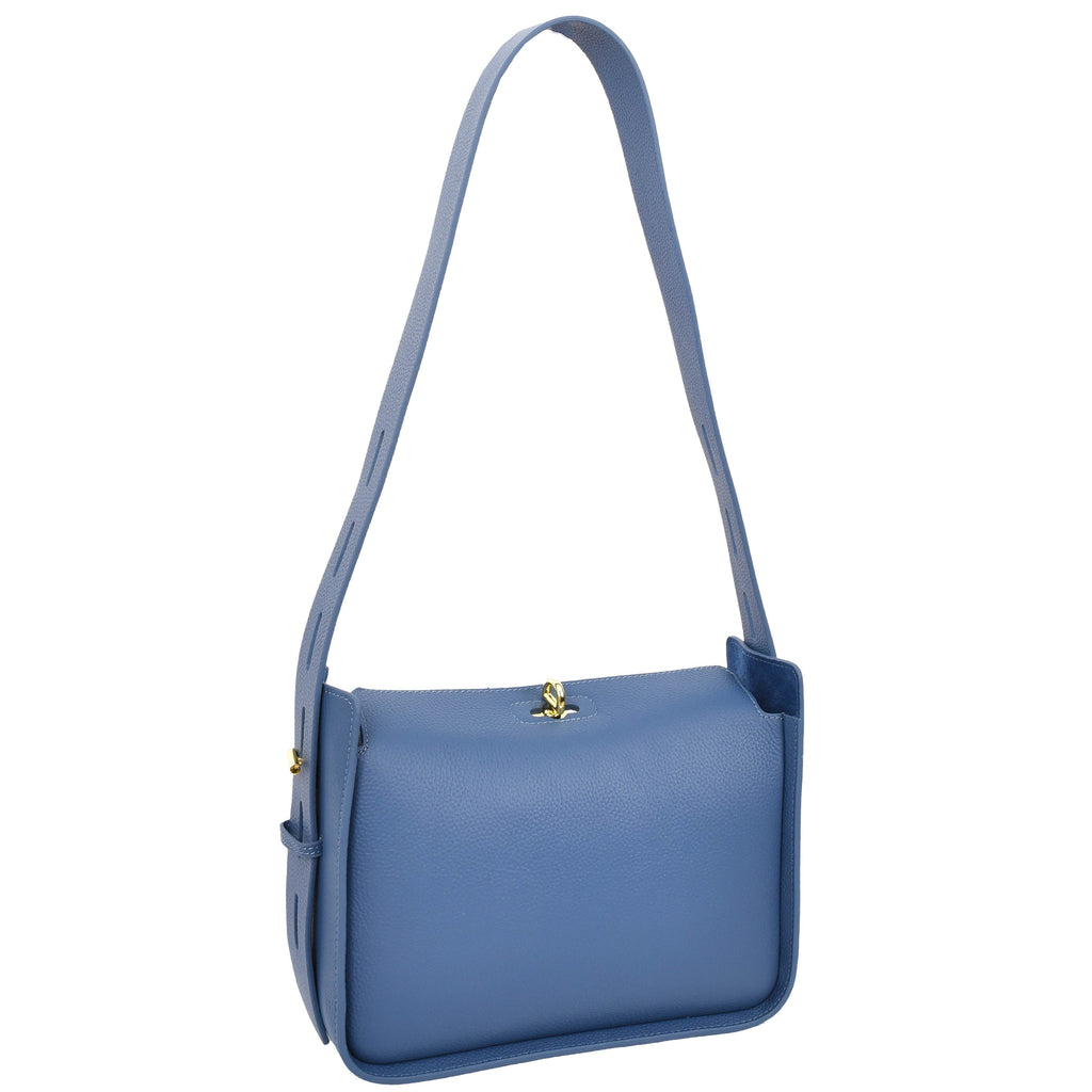 Toronto Women's Classic Real Leather Organiser Shoulder Bag Blue-2