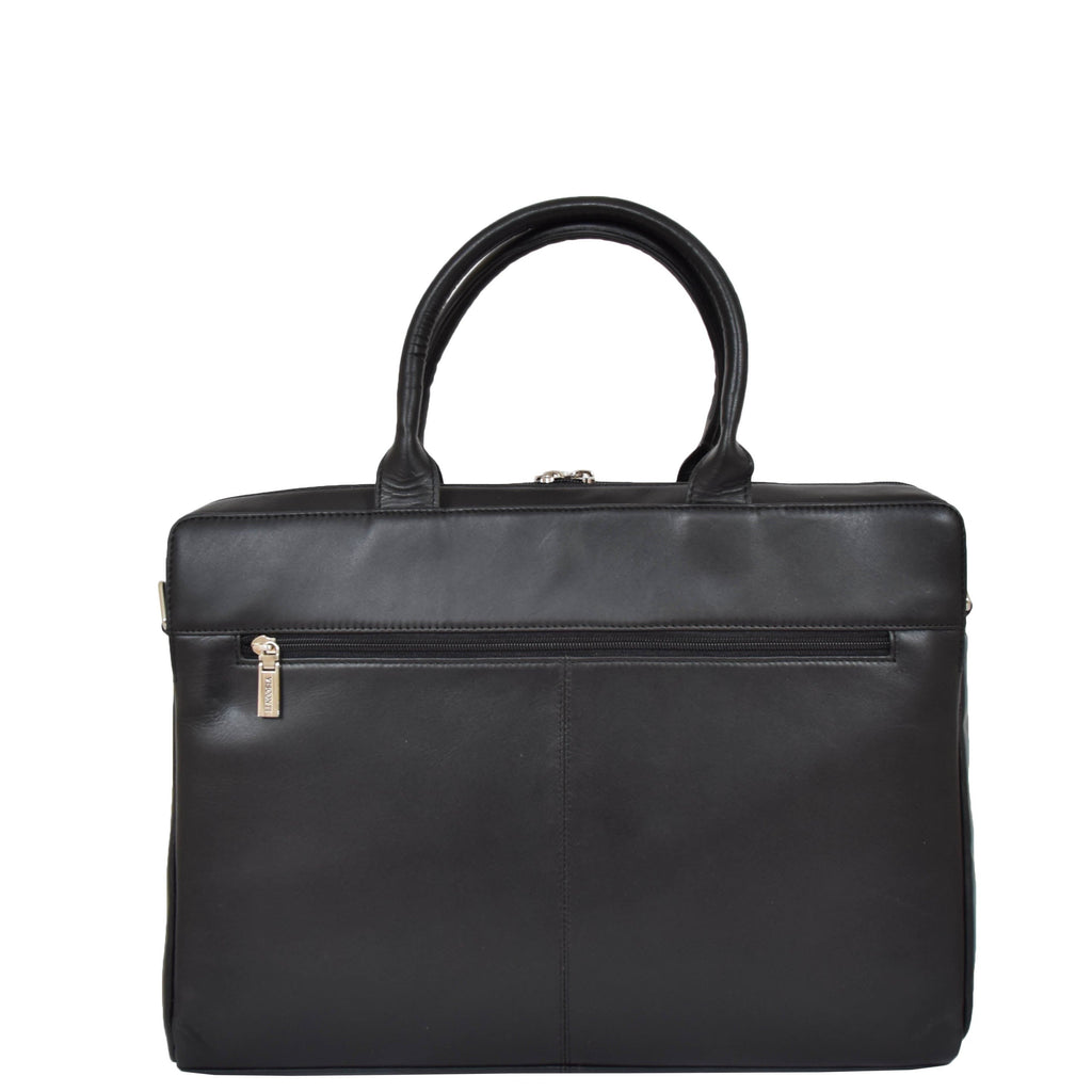 DR592 Women's Genuine Soft Leather Briefcase Black 2