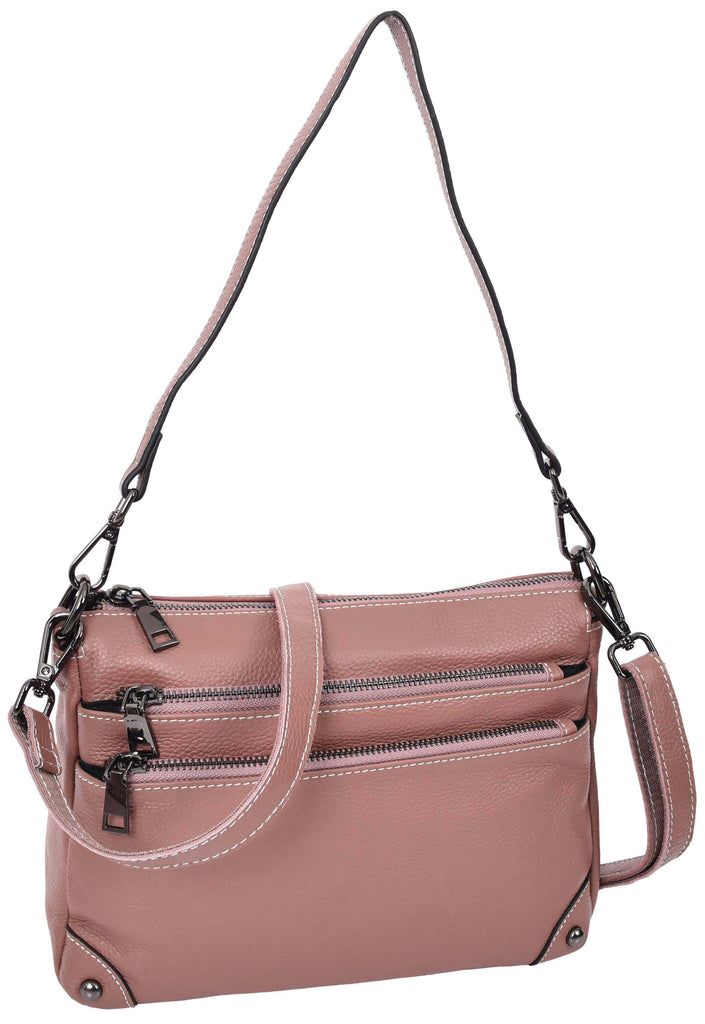 Adalynn Women's Real Leather Cross-Body Organiser Shoulder Bag Rose-2