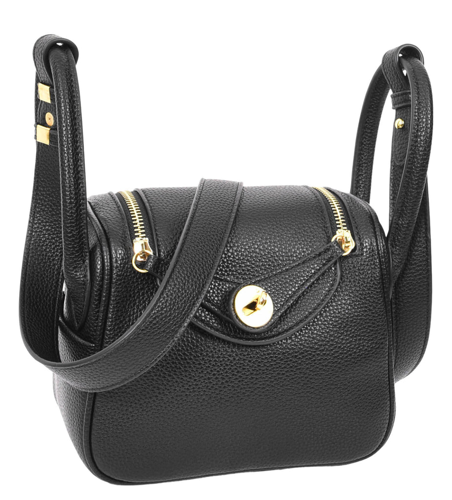 Regina Women's Faux Leather Mini Shoulder Strap Bag  Black-2