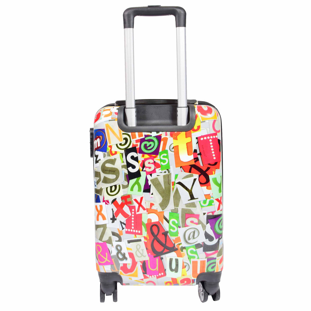DR551 Four Wheeled Hard Cabin Luggage With Classical Alphabets Print 2