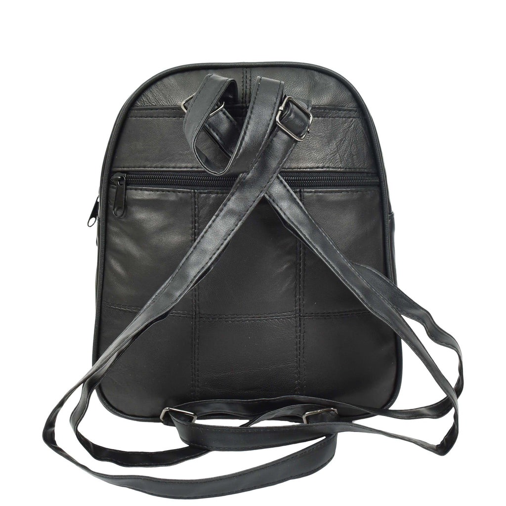 DR670 Women's Medium Size Backpack Leather Daypack Bag Black 2