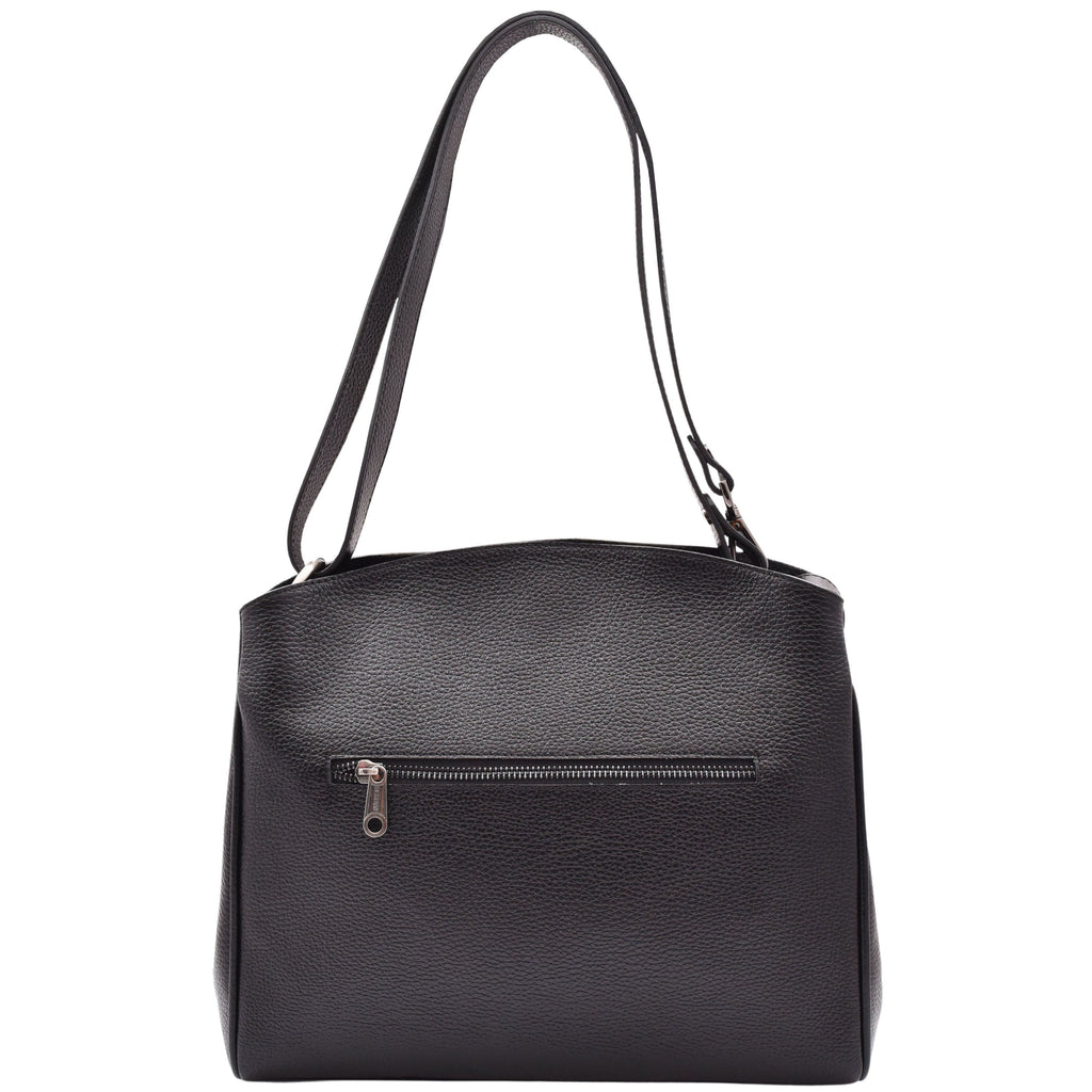 DR616 Women's Magnetic Snap Closure Leather Hobo Bag Black 2