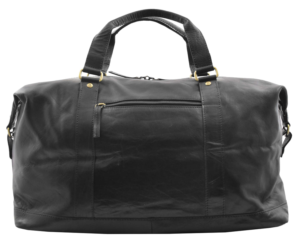 DR606 Genuine Leather Large Size Weekend Duffle Bag Black 2