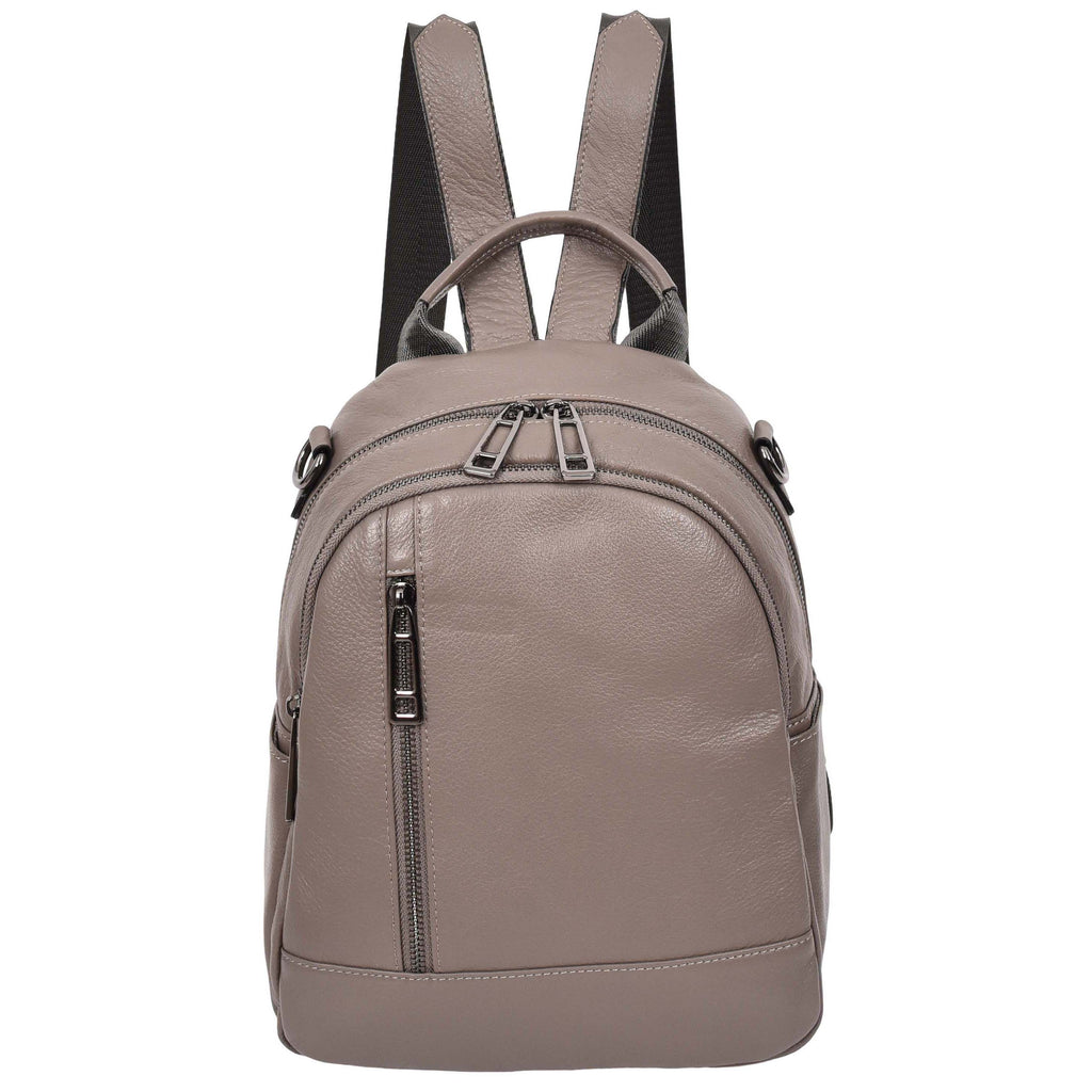 Calgary Women's Organiser Genuine Leather Backpack Grey-2