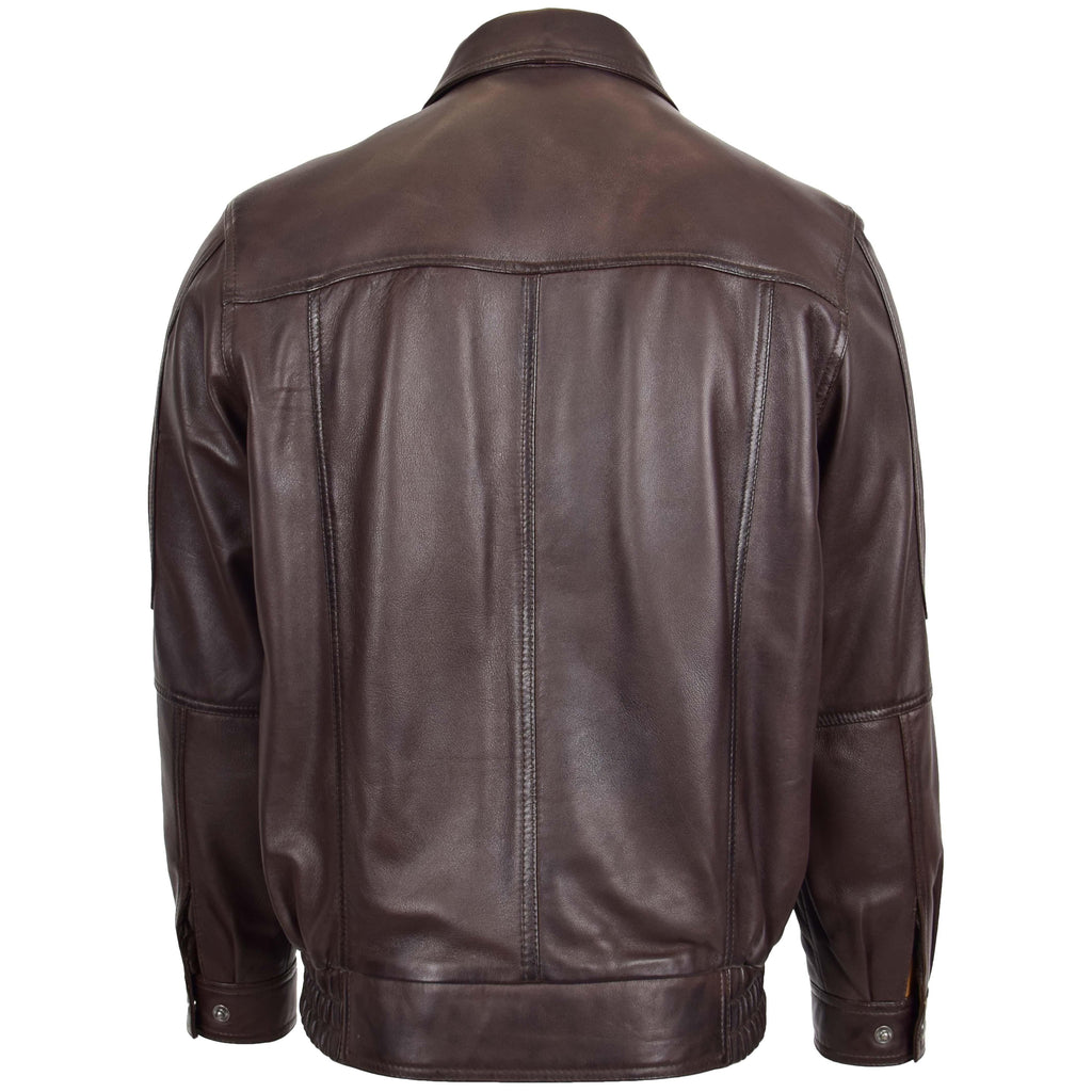 DR107 Men's Leather Classic Blouson Jacket Brown 4
