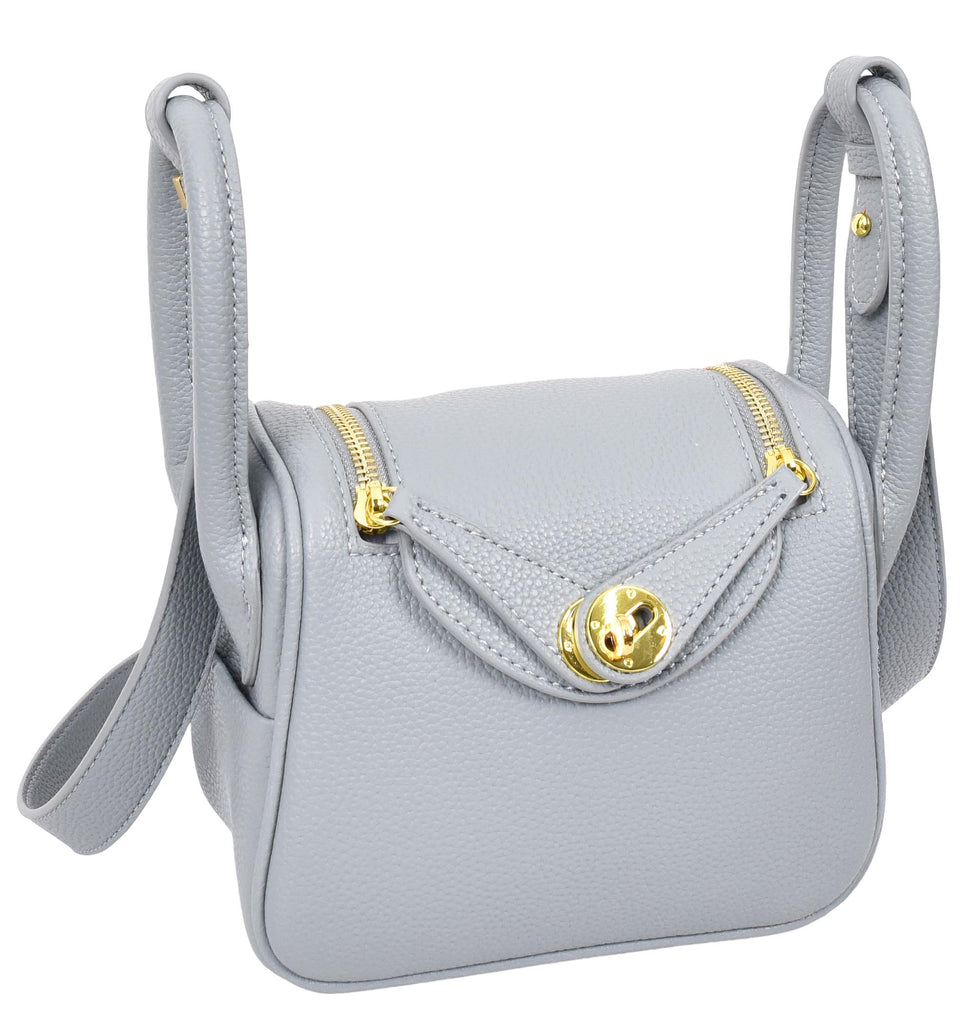 Regina Women's Faux Leather Mini Shoulder Strap Bag Sky Blue-2