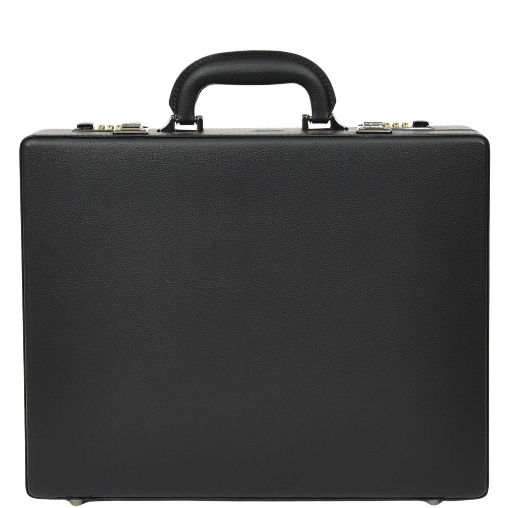 DR609 Leather Slim Line Briefcase Professional Attache Case Black 2