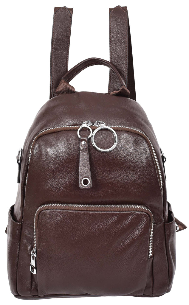 Vancouver Women's Genuine Leather Casual Organiser Backpack Coffee-2