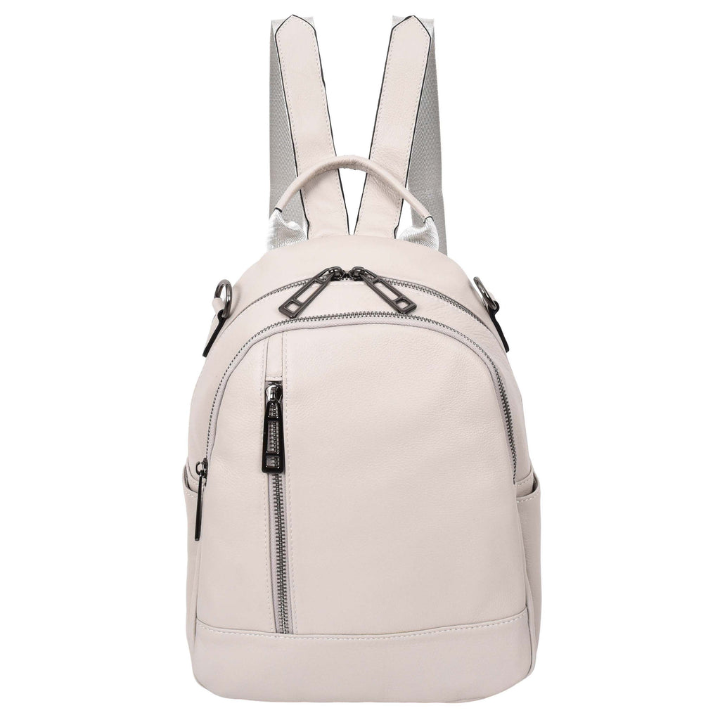 Calgary Women's Organiser Genuine Leather Backpack Off White-2