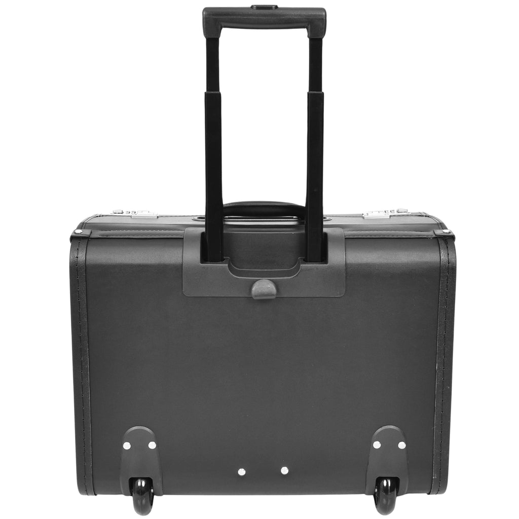 DR637 Durable Leather Cabin Wheeled Pilot Case Executive Laptop Bag Black 2